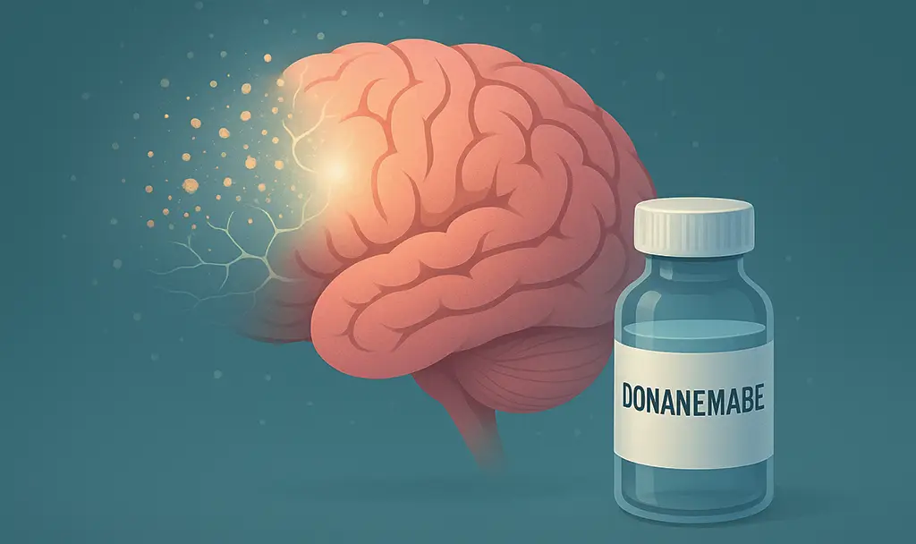 Imagem ilustrando a atuação do Donanemabe no cérebro